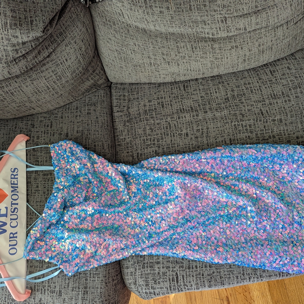Sequin Party Dress in Blue and Pink